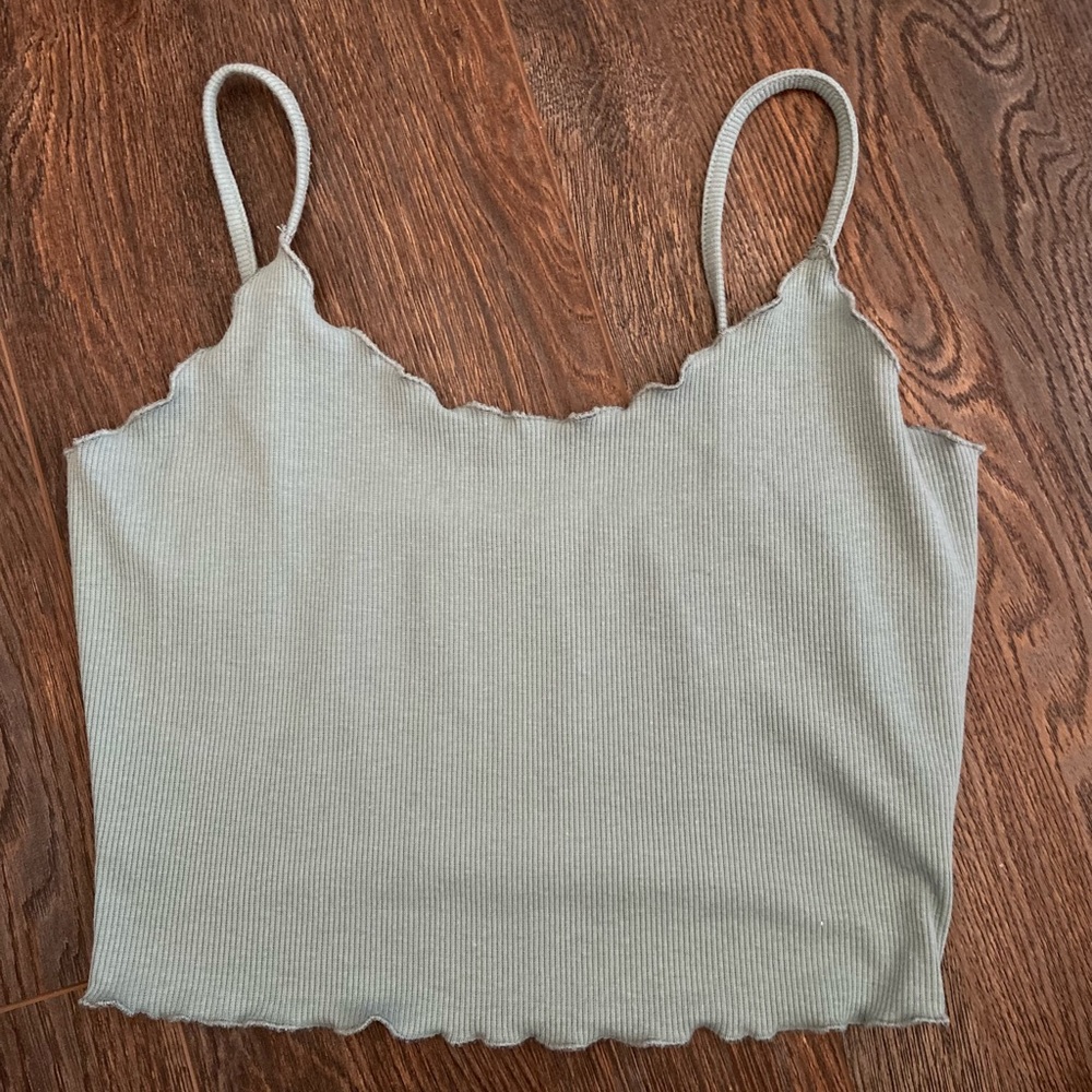 Shein pale green spaghetti strap crop top